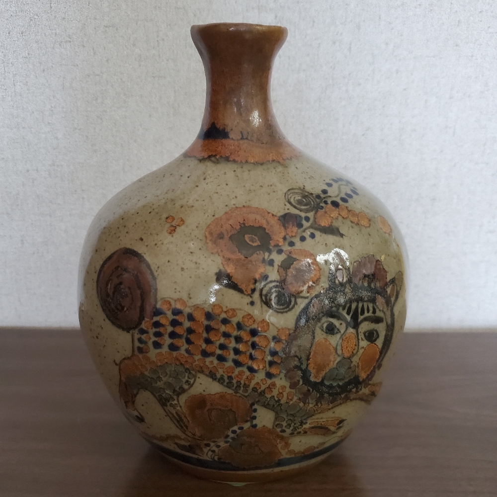 Vintage Mexican Tonala Folk Art Vase